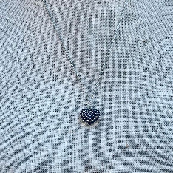 Blue Rhinestone Heart Necklace Y2k Jewelry - Picture 4 of 7